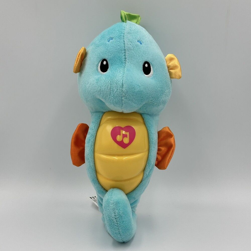 2012 Fisher Price Soothe and Glow Seahorse Blue Plush Sound Lights Works 10"